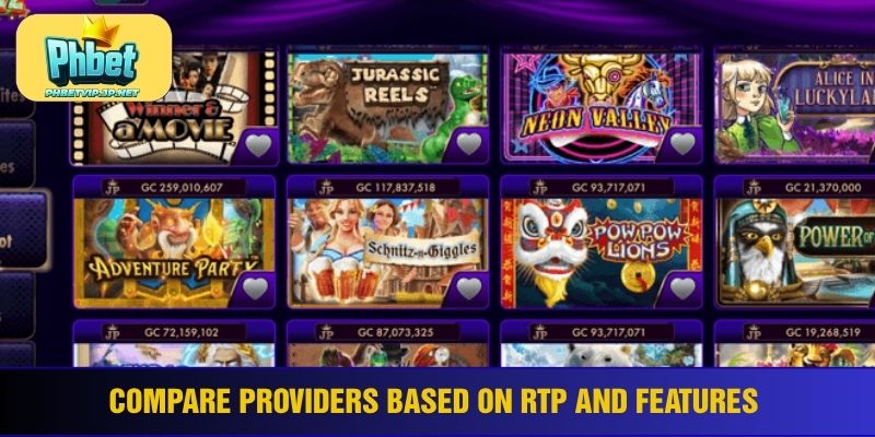 Compare providers based on RTP and features
